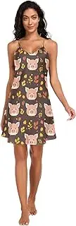 [FRODOTGV] Womens Nightgown spaghettis Strap Chemise Nighty Little Pig Faces Sleeveless Sleepdress for Women S
