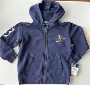 NWT Polo Ralph Lauren Boys Hooded Zip Up Sweater Navy Blue Size 4