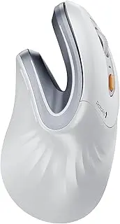 ProtoArc Ergonomic Vertical Mouse, EM11 NL Rechargeable Wireless Mouse Bluetooth, Ergo Mice with 3 Multi-Device for PC/Notebook/Laptop, 2.4GHz Optical Mice for Windows, Mac OS, White