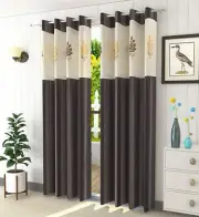New 2 Piece Eyelet Long Door Curtain Set - 9 feet Coffee