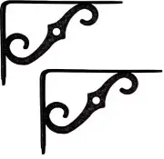 (2) ea National Mfg. N229-393 5" x 3-1/2" Ornamental Black Metal Shelf Brackets