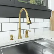 Clihome 8in 3-Hole Kitchen Faucet Pull Down Sprayer with Soap Dispenser