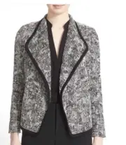 New $237 Womens 8 Vince Black White Tweed Open Draped Boucle Jacket Pockets A72