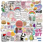 Aiwuding BFF Stickers Pack, 50PCs, Best Friends Forever Vinyl Decals, Friends Stickers for Hydro Flask, Laptop, Water Bottle, Stickers for Kids, Toddlers, Teens(BFF