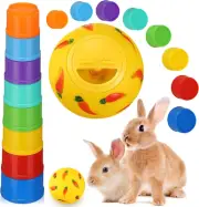 9 Pack Stack up Bunny Cups and Treat Ball for Bunny Toys Rabbit Food Dispenser R