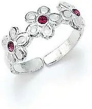 [JewelryWeb] 925 Sterling Silver Pink CZ Cubic Zirconia Simulated Diamond Flowers toe ring