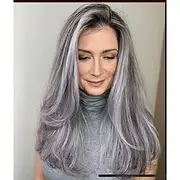 Grey Long Layered Wigs for Women Silver Wavy Wigs Natural Synthetic Hair Wig for Daily Party Use ChristmasPartyWigs
