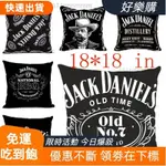 📣廠商直髮📣傑克丹尼威士忌風格黑色枕套亞麻枕套, 用於汽車沙發床裝飾 45X45CM