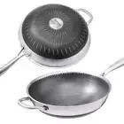 NNEDSZ 316 Stainless Steel Non-Stick Stir Fry Cooking Kitchen Wok Pan with Lid H