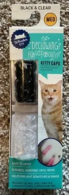 Whisker City Kitty Nail Caps Black & Clear Size Medium NEW