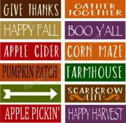 STENCIL "SET 9" 12PC SHELF SITTER SET - FALL REUSABLE SIGN STENCILS