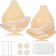 [LEFRECO] Sticky Bra Push Up 2 Pairs, Strapless Backless Adhesive Bra Invisible Lift Bra, Nipple Covers Silicone Pasties