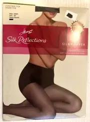 Hanes Silk Reflections 0A925 Control Top Sheer Toe Size AB, Barely Black PH20