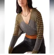 Free People Pluto Metallic Wrap Top Size XS Center Stage Combo