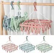 1x 32Peg Folding Clothes Hanger Dryer Socks Underwear Drying Rack Multi-Function