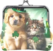[ODAWA] Coin Purses, Jungle Tigers Purple Coin Purse Wallet with Clasp Change Purse for Women, 4.5" X 4.1", Cute Saint Patrick's Day Kitten, one size, Cute Saint Patrick's Day Kitten