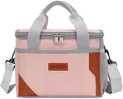 Insulated Lunch Bag for Men, Thermal Lunch Box for Women Cool Bag, Reusable Leakproof Lunch Tote Bag with Adjustable Shoulder Strap for Adult for Work/Picnic/Beach (Pink, Medium)