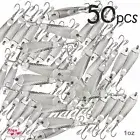 50pcs Fish WOW! 1oz Casting Jig Hammered spoon Silver Treble hook