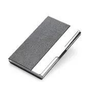 Office Business Card Holder High-end Creative Simple Metal Fiber Business Card Box Storage Box-Grey