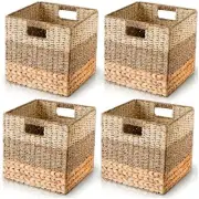 12x12 Wicker Storage Cube Bins for IKEA KALLAX, Natural Wicker Storage Basket...