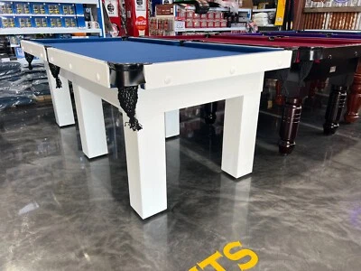 NEW Slate Pool Snooker Billiard Table White with Slate Blue Felt