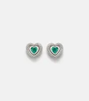 [Kamyen] Kamyen Heart 18kt gold stud earrings with diamonds and emeralds One Size silver