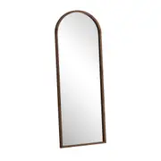 Oikiture Wooden Full Length Mirror 180x70cm Arched Dressing Floor Mirrors Brown