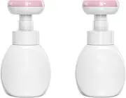 Mellisso 2X Flower Liquid Soap Dispenser Stamp Hand Soap Pump Bottle Floral Foam Bubbler Handsoup Plastic Bathroom Trip Pink