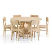Tamborine Indoor 1.4m Round Dining Setting with 6 x Ettalong Chairs