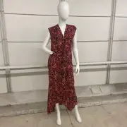 ALLSAINTS Tate Ambient Dress Women's Size M Red Asymmetric V-Neck WD331S