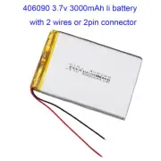3.7V 3000mAh 11.1Wh Rechargeable Li Lipo Battery JST 2pin Connector Plug 406090