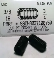 3/8-16x3/4 Hex Socket Set Screws Cup Point Alloy Steel (15)