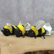 Ikea Bee Mini Bumblebee Plush Set 3 Black Yellow Gray 3.25" Skogsduva 805.769.27