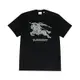 BURBERRY 戰馬騎士大LOGO刺繡棉質短袖T恤(黑x白)