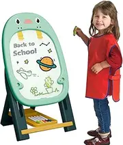 Cute Kids Art Easel - Double Sided Standing Art, Chalk Board Art | Kids Art Easel with Painting Accessories, Stable and Easel for Boys and Girls, Wooden Easel with Chalkboard, Whiteboard And Paper Rol