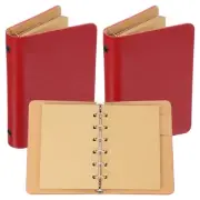 Binder Cover 2pcs A7 Kraft Leather Notebook with 50 Sheet Paper, Red