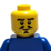 Lego - Minifigure Head - Dual Sided - Black Goatee, Stubble, Moustache