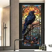 WBQMUNY Stained Glass Window Film,Static Cling Window Privacy Film Decorative UV Sun Blocking Non-Adhesive Glass Window Covering for Home Office 17.7"x39.5" (BL171)