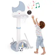 Babyjoy Multi-in-1 Kids Basketball Hoop Adjustable Football Golf Play Set w/Scoreboard Moon-shaped Sports Center