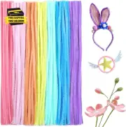 100 Pcs Pipe Cleaners Craft Supplies - 7 Assorted Colors Chenille Stem for DIY A