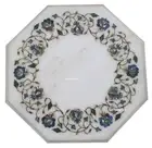 36" Marble Dinning Side Table Top Inlaid multi Stone Table Interior Home Decor