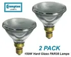 2 x 150W PAR38 Reflector Floodlight Light Globes Bulbs Lamps ES Hard Glass CLEAR