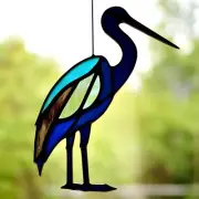 AUSTRALIAN JABIRU Stained Glass SUNCATCHER Blue Heron Bird AUTHENTIC UNIQUE GIFT