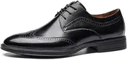 ZJSCNBE Brock Carved Men's Leather Shoes Top Layer Cowhide Business British Style Wedding Shoes Casual Men's Leather Shoes for Work(Black,40)