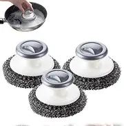 Stainless Steel Wool Scrubber with Handle,Heavy Duty Pot Scrubbers Dish Scrubber Cleaning Brush Wash for Dishes, Kitchen Pots, Pans, Grills, Stoves, Sink