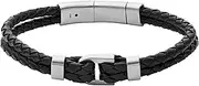 [FOSSIL] Men's Casual Stainless Steel and Genuine Leather Bracelet for Men