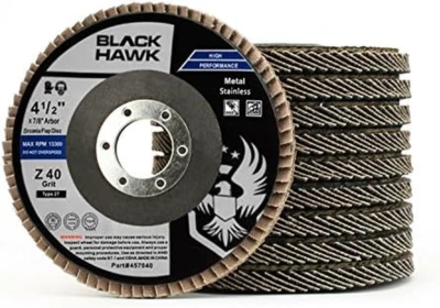 BHA Grinding and Sanding Flap Discs T27, 4-1/2" X 7/8", 40 Grit - 10 Pack