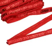 11 Yard Sequins Trim Ribbon 0.5 Inch Sequin Gimp Braid Trim, Red