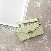 for iPhone 14 13 12 Pro 11 Pro XS MAX XR 8 7 Plus Case Card Slot Handbag Purse Wallet Case Cover,Light Green,for iPhone 8 Plus