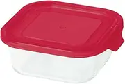 [Pyrex] CP-8613 Storage Container, 16.2 fl oz (480 ml), Square, Heat Resistant Glass, Red